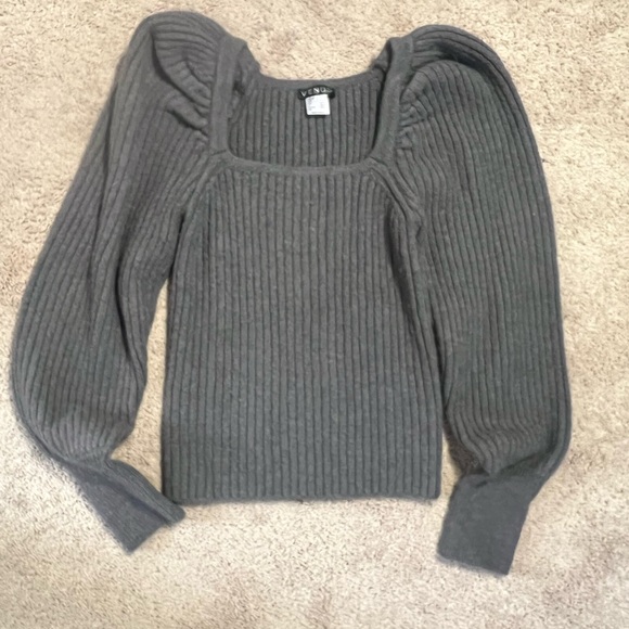 Gray Ribbed Knit Sweater - Picture 3 of 6